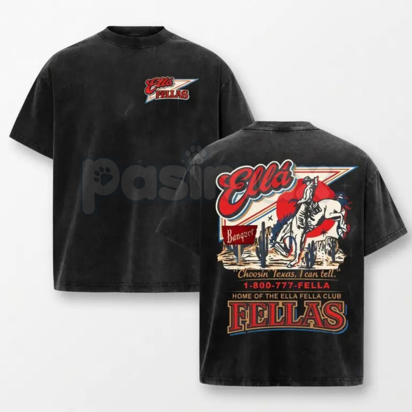 Title: Ella Fellas Cowboy Skeleton Vintage-Wash Graphic T-Shirt