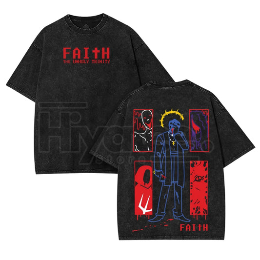 FAITH: The Unholy Trinity Vintage-Wash Graphic T-Shirt